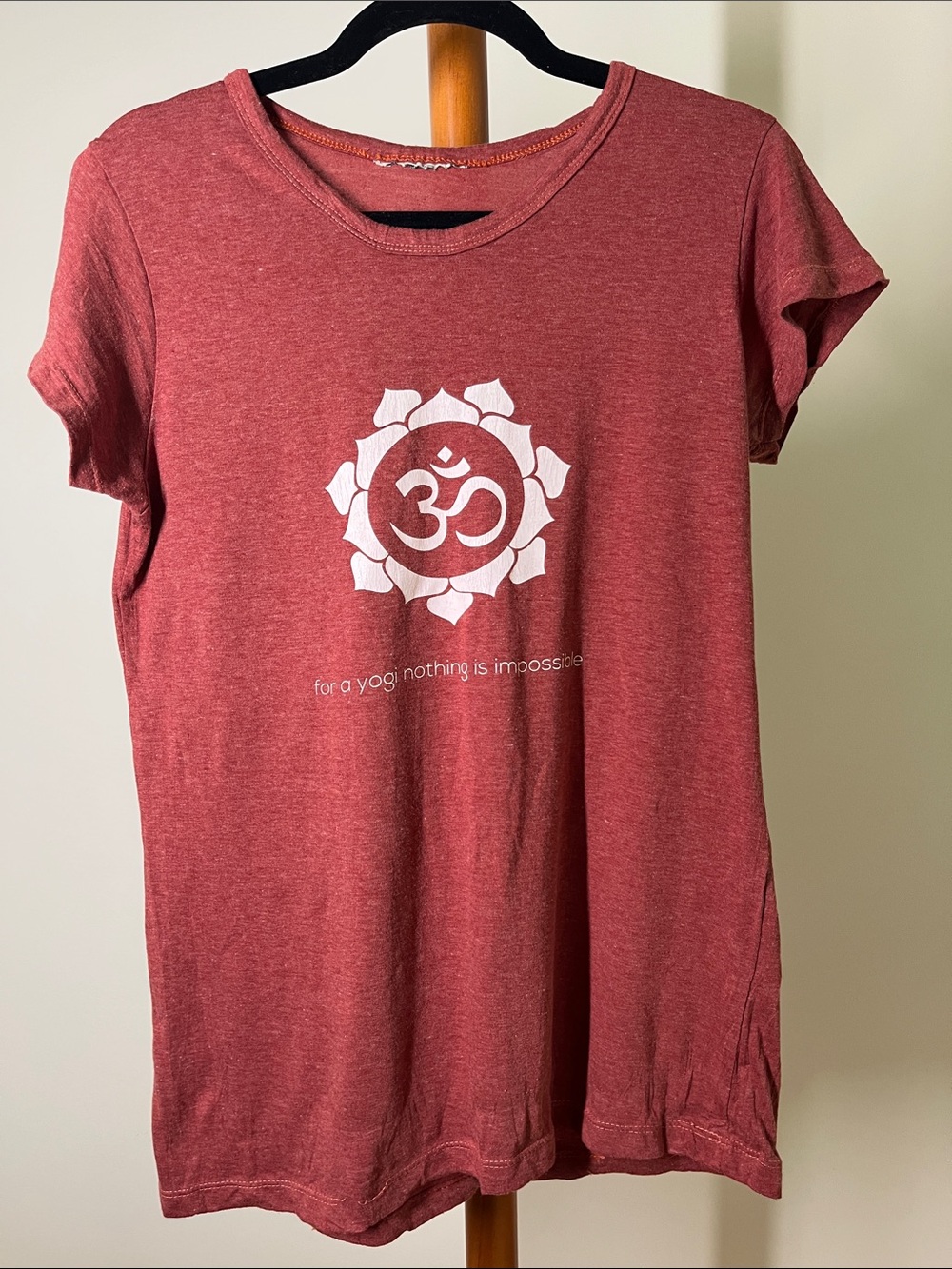 Women's Heather Red Yoga Tee with Om Symbol